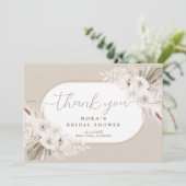 Boho witte en neutrale boeket bedankkaart (Staand voorkant)