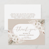 Boho witte en neutrale gedroogde bloemen bedankkaart (Voorkant / Achterkant)