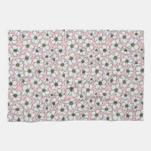 Boho witte en roze bloemenprint theedoek (Horizontaal)