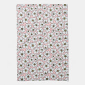 Boho witte en roze bloemenprint theedoek (Verticaal)