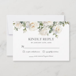 Boho witte ivoor Rozen bloemengroen bruiloft RSVP Kaartje