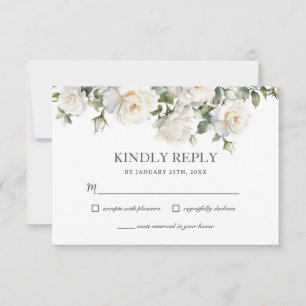 Boho witte ivoor Rozen bloemengroen bruiloft RSVP Kaartje