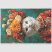Boho Witte Kat Kunst voor Meubel Decoupage Tissuepapier (Voorkant)