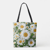 Boho witte madeliefjes bloemenfoto sjabloon tote bag (Achterkant)