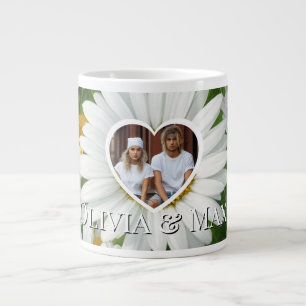 Boho witte madeliefjes sjabloon grote koffiekop
