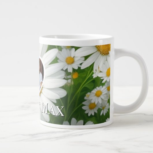 Boho witte madeliefjes sjabloon grote koffiekop (Rechts)