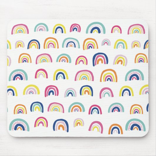 Boho Witte Multi Regenboog Muismat (Voorkant)