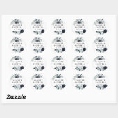Boho Witte Navy Pioen Waterverf Bruiloft Ronde Sticker (Vel)