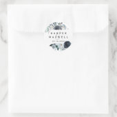 Boho Witte Navy Pioen Waterverf Bruiloft Ronde Sticker (Tas)