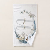 Boho Witte Orchidee Bloemen Blauwe Maan Elegant Bad Handdoek (Handdoek)