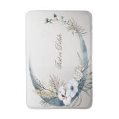 Boho Witte Orchidee Bloemen Blauwe Maan Elegant Badmat (Voorkant Verticaal)