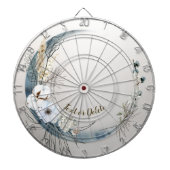 Boho Witte Orchidee Bloemen Blauwe Maan Elegant Dartbord (Voorkant)