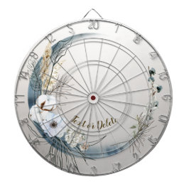 Boho Witte Orchidee Bloemen Blauwe Maan Elegant Dartbord