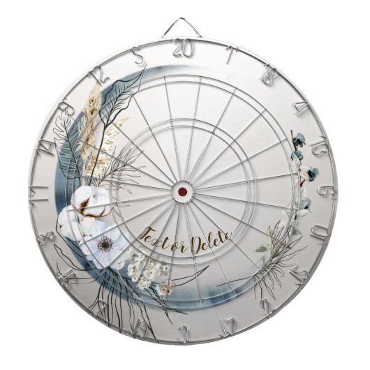 Boho Witte Orchidee Bloemen Blauwe Maan Elegant Dartbord (Voorkant)