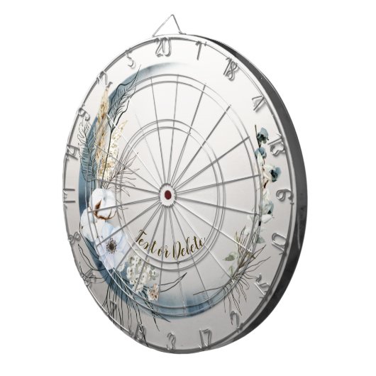 Boho Witte Orchidee Bloemen Blauwe Maan Elegant Dartbord (Voorkant Rechts)