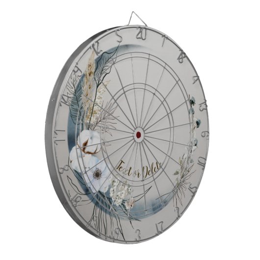 Boho Witte Orchidee Bloemen Blauwe Maan Elegant Dartbord (Voorkant Links)