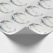 Boho Witte Orchidee Bloemen Blauwe Maan Elegant Fe Cadeaupapier (Hoek)