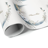 Boho Witte Orchidee Bloemen Blauwe Maan Elegant Fe Cadeaupapier (Rol Hoek)