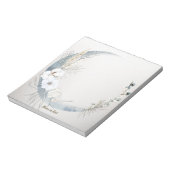 Boho Witte Orchidee Bloemen Blauwe Maan Elegant Notitieblok (Linkerzijde)