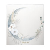 Boho Witte Orchidee Bloemen Blauwe Maan Elegant Notitieblok (Voorkant)