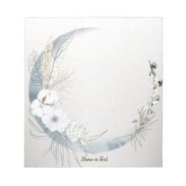 Boho Witte Orchidee Bloemen Blauwe Maan Elegant Notitieblok