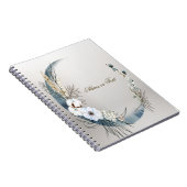 Boho Witte Orchidee Bloemen Blauwe Maan Elegant Notitieboek (Rechterzijde)
