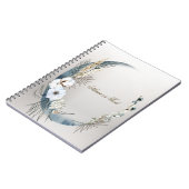 Boho Witte Orchidee Bloemen Blauwe Maan Elegant Notitieboek (Linkerzijde)