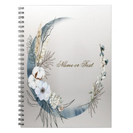 Boho Witte Orchidee Bloemen Blauwe Maan Elegant Notitieboek
