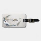 Boho Witte Orchidee Bloemen Blauwe Maan Elegant Pa Bagagelabel (Voorkant horizontaal)