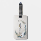 Boho Witte Orchidee Bloemen Blauwe Maan Elegant Pa Bagagelabel (Achterkant verticaal)