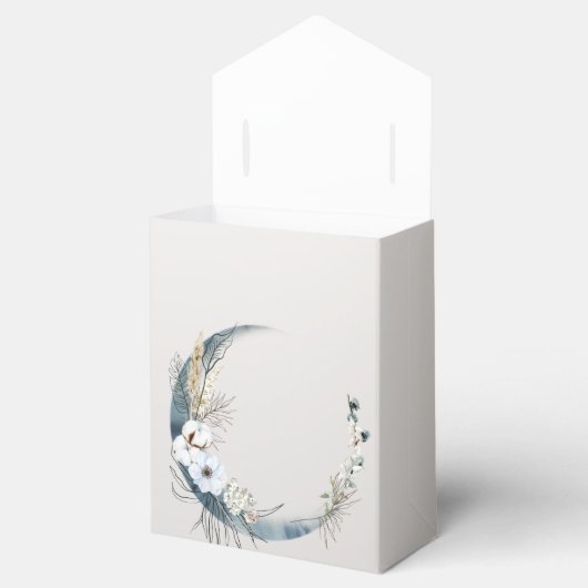 Boho Witte Orchidee Bloemen Blauwe Maan Elegant Pa Bedankdoosjes (Geopend)