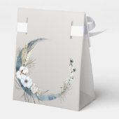 Boho Witte Orchidee Bloemen Blauwe Maan Elegant Pa Bedankdoosjes (Achterkant)