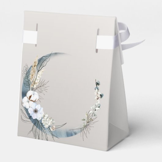 Boho Witte Orchidee Bloemen Blauwe Maan Elegant Pa Bedankdoosjes (Achterkant)