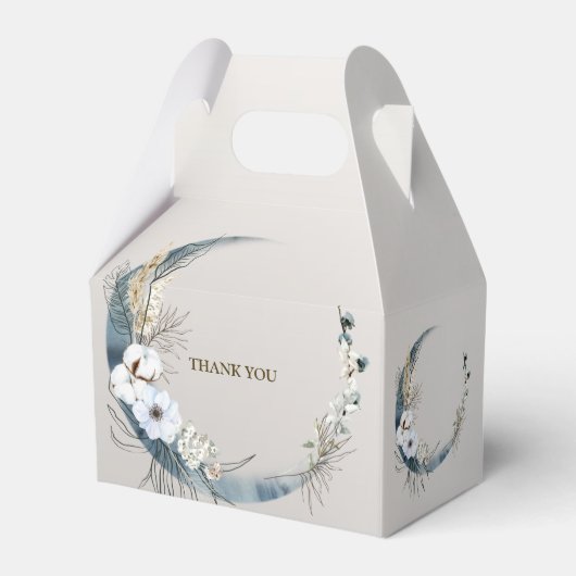 Boho Witte Orchidee Bloemen Blauwe Maan Elegant Pa Bedankdoosjes (Achterkant)