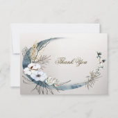 Boho Witte Orchidee Bloemen Blauwe Maan Elegant Pa Bedankkaart (Voorkant)