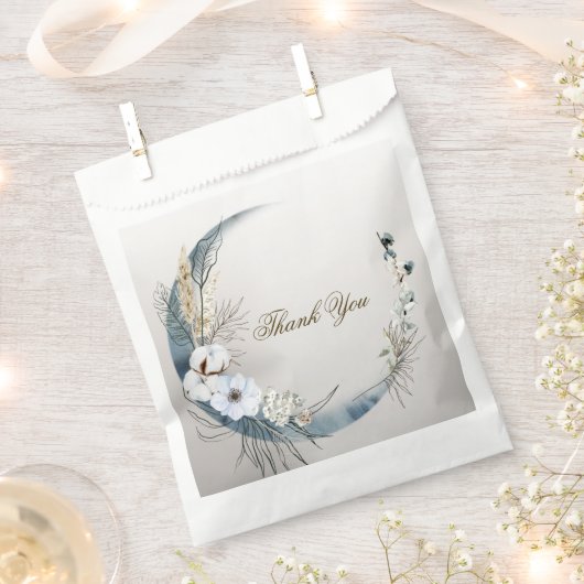 Boho Witte Orchidee Bloemen Blauwe Maan Elegant Pa Bedankzakje (Geknipt)