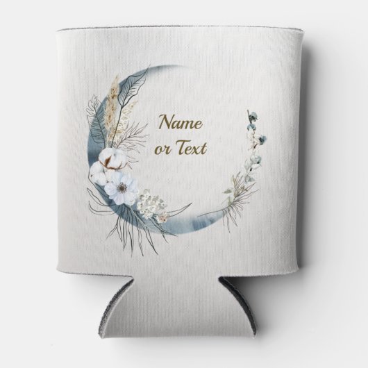 Boho Witte Orchidee Bloemen Blauwe Maan Elegant Pa Blikjeskoeler (Voorkant)