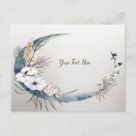 Boho Witte Orchidee Bloemen Blauwe Maan Elegant Pa Briefkaart