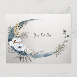 Boho Witte Orchidee Bloemen Blauwe Maan Elegant Pa Briefkaart