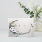 Boho Witte Orchidee Bloemen Blauwe Maan Elegant Pa Briefkaart (Staand voorkant)