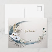Boho Witte Orchidee Bloemen Blauwe Maan Elegant Pa Briefkaart (Voorkant / Achterkant)