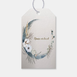 Boho Witte Orchidee Bloemen Blauwe Maan Elegant Pa Cadeaulabel