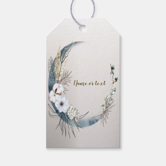Boho Witte Orchidee Bloemen Blauwe Maan Elegant Pa Cadeaulabel (Voorkant)