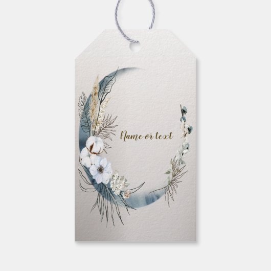Boho Witte Orchidee Bloemen Blauwe Maan Elegant Pa Cadeaulabel (Achterkant)