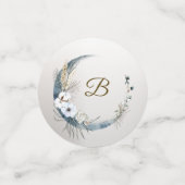 Boho Witte Orchidee Bloemen Blauwe Maan Elegant Pa Confetti (Kleine voorkant)