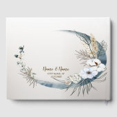 Boho Witte Orchidee Bloemen Blauwe Maan Elegant Pa Gastenboek (Achterkant)