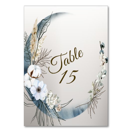 Boho Witte Orchidee Bloemen Blauwe Maan Elegant Pa Kaart (Achterkant)