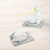 Boho Witte Orchidee Bloemen Blauwe Maan Elegant Pa Kartonnen Onderzetters (Insitu)