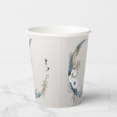 Boho Witte Orchidee Bloemen Blauwe Maan Elegant Pa Papieren Bekers (Rechts)