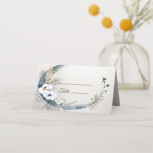 Boho Witte Orchidee Bloemen Blauwe Maan Elegant Pa Plaatskaartje (Voorkant)